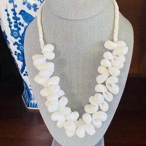 Caribbean Milk Moon Shell & Puka Shell Statement Necklace Vintage